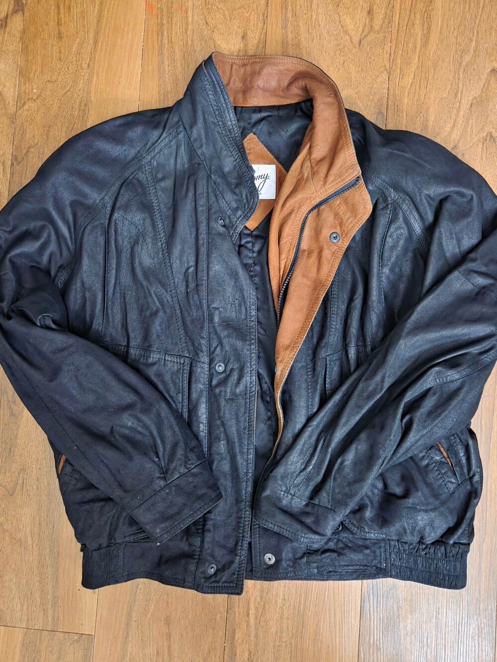 Vintage Unisex Leather Bomber Jacket
